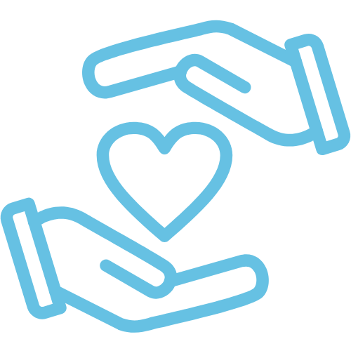 Cartoon hands holding love heart