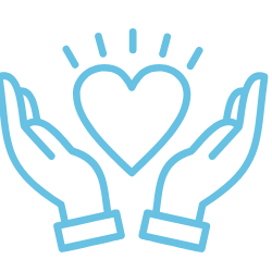 Cartoon hands holding love heart