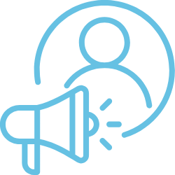 Cartoon megaphone and person